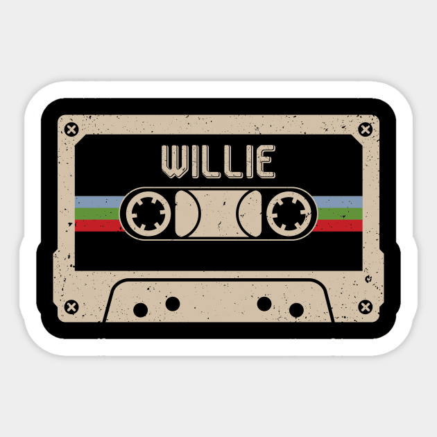 Willie Vintage Cassette Tape Sticker by Horton Cyborgrobot